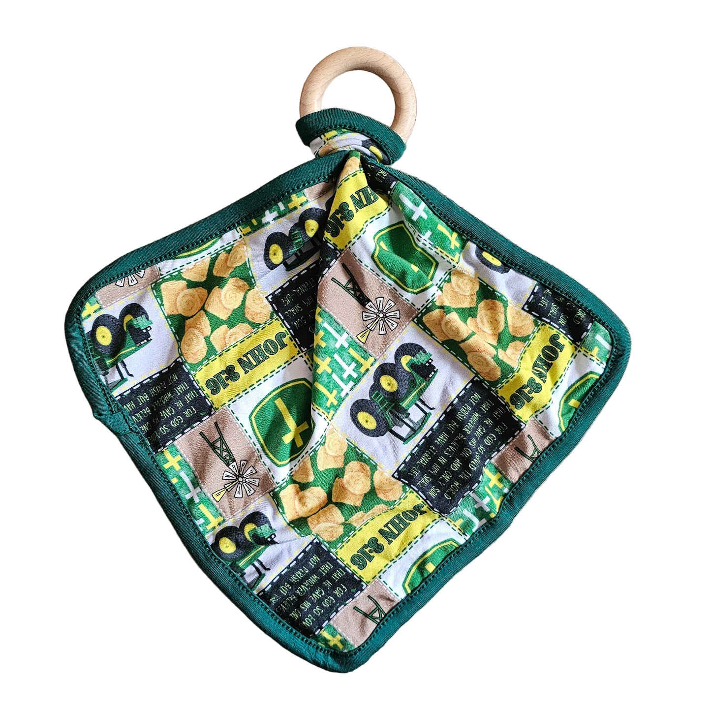 John Deer bamboo lovey with teething ring -📍Bin C