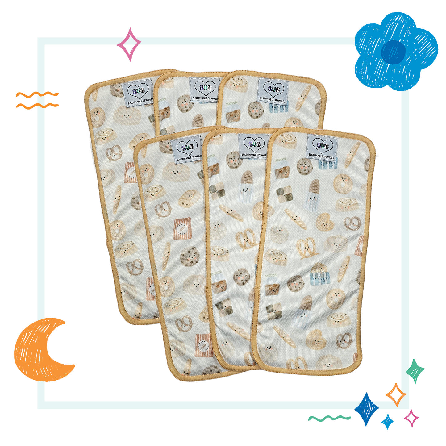 Midsize Awj absorbency boosting Liners set of 6 - Baked With Love