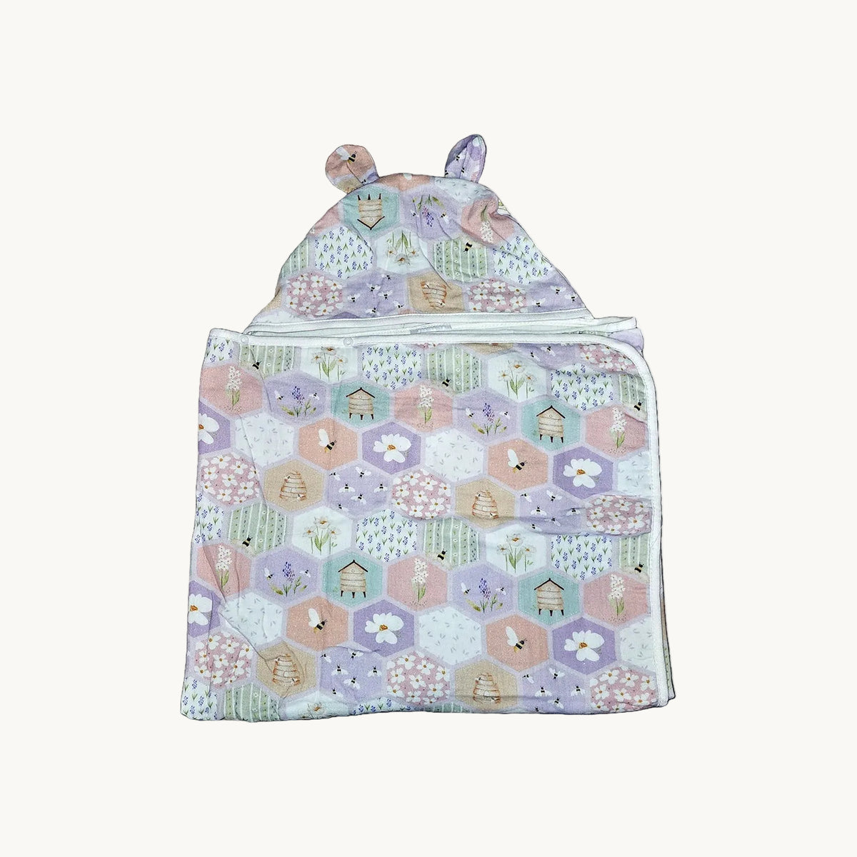 Cotton muslin hooded towel - Buzzy Bees