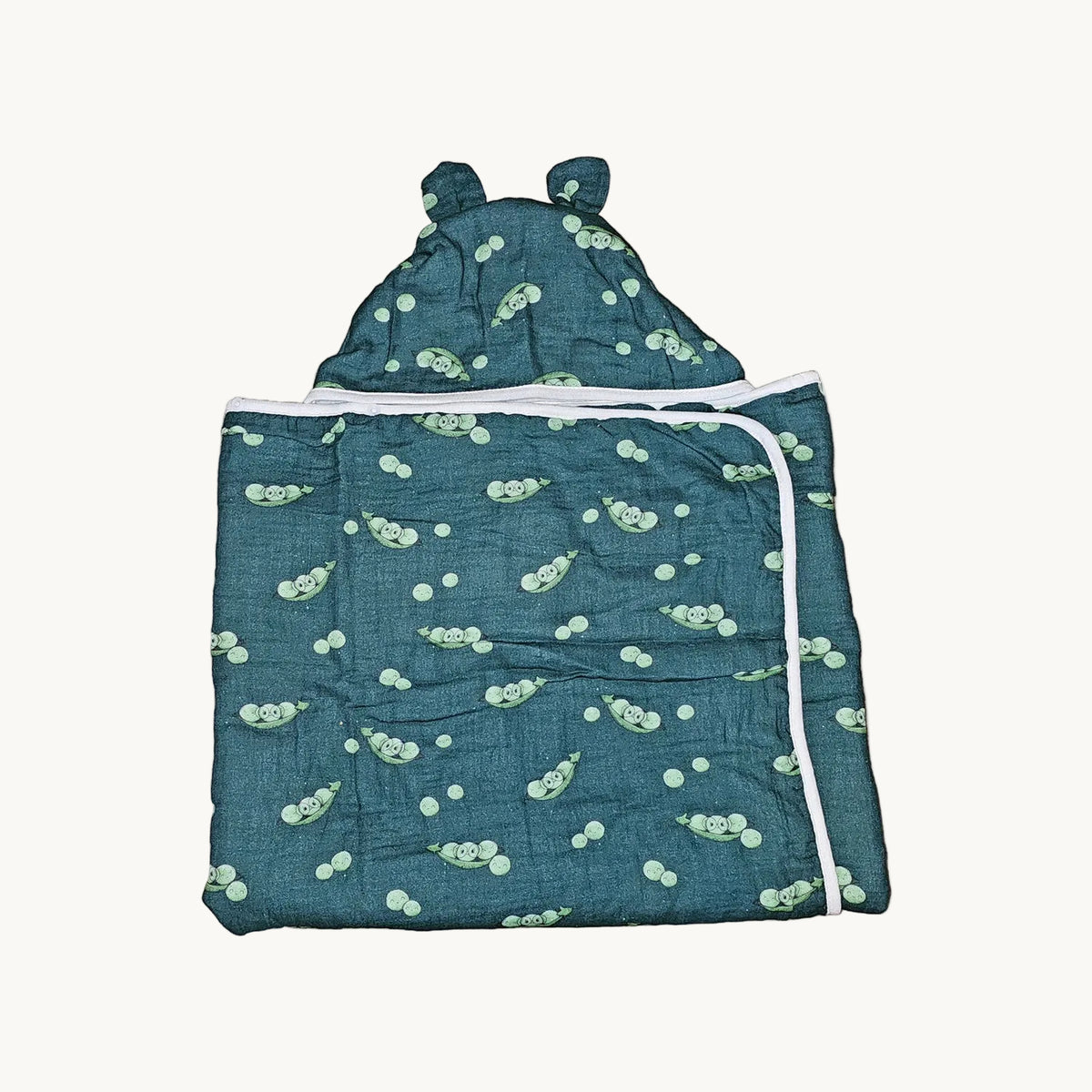 Cotton muslin hooded towel - Sweet Peas