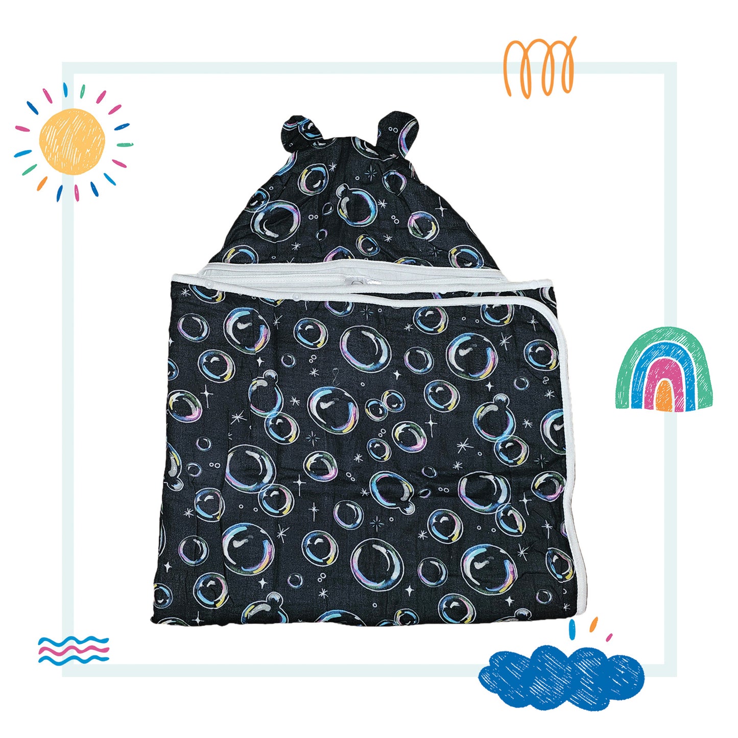 Cotton muslin hooded towel - Bubbles