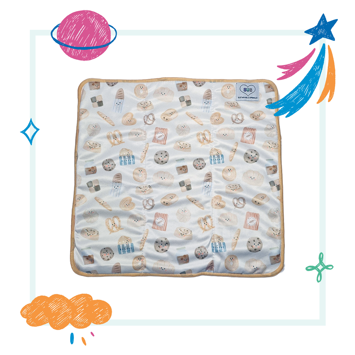 9 layer Midsize™ Bamboo Terry Trifold - Moderate Wetter - Baked with Love Print