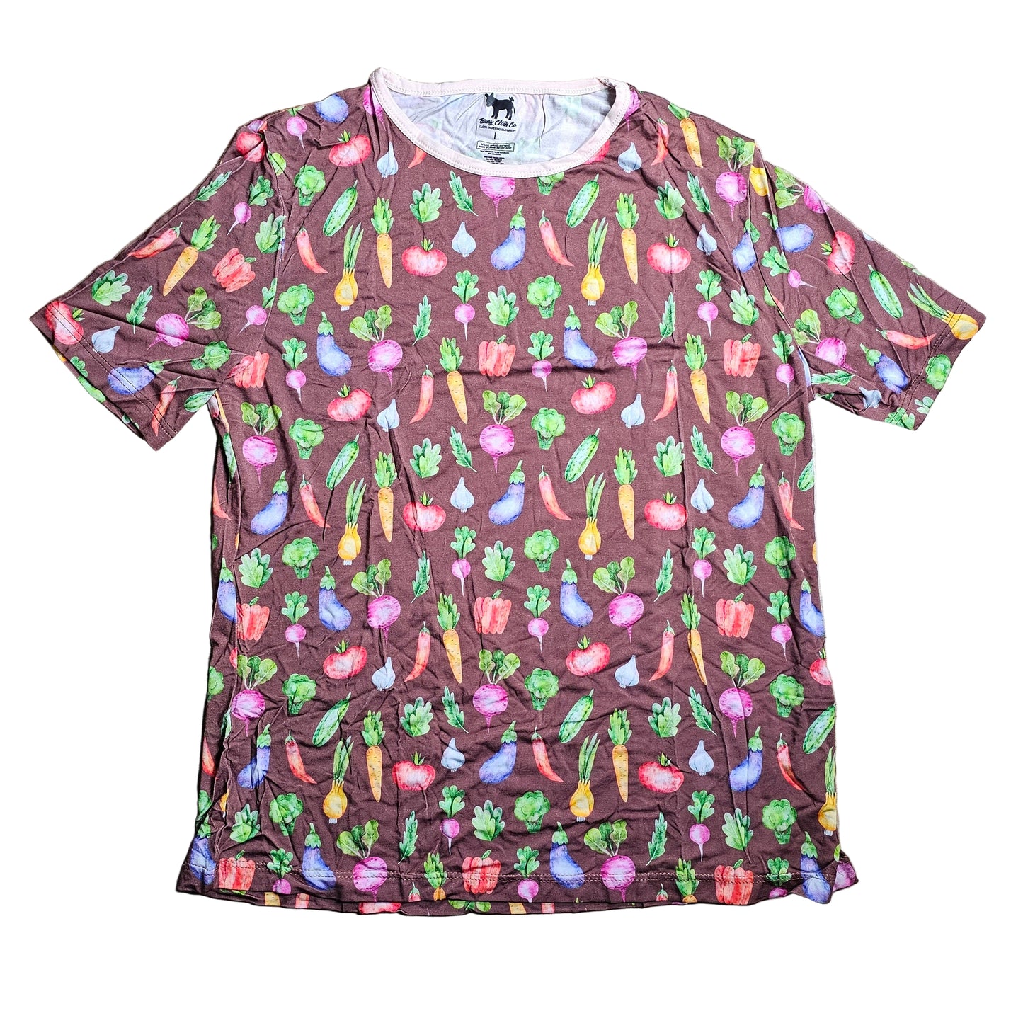 Bray bamboo Adult pajama shirt women's L - Brown Veggies