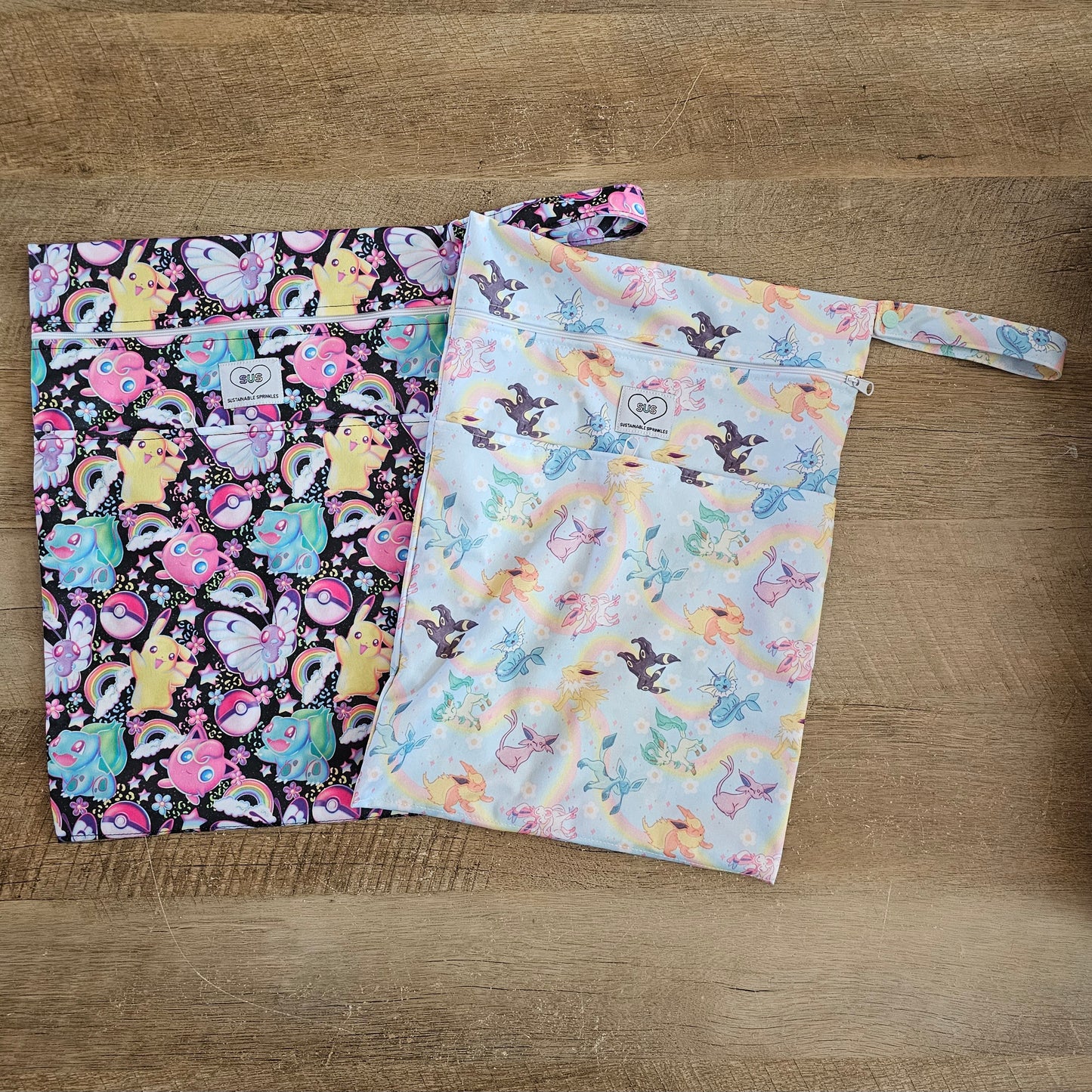 Medium wet bag bundle - Neon nostalgia & Eeveloutions