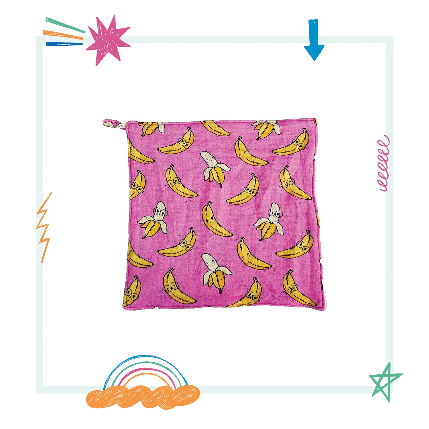 Cotton muslin Wipes/washcloth set of 6 - This is bananas