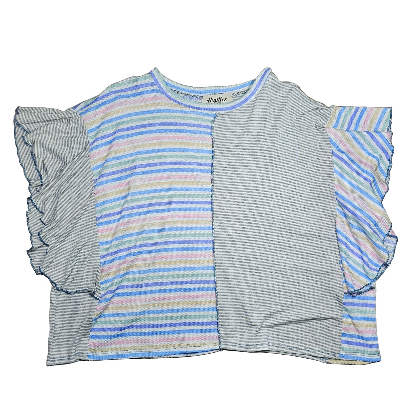 STRIPED RUFFLE TOP women's size S