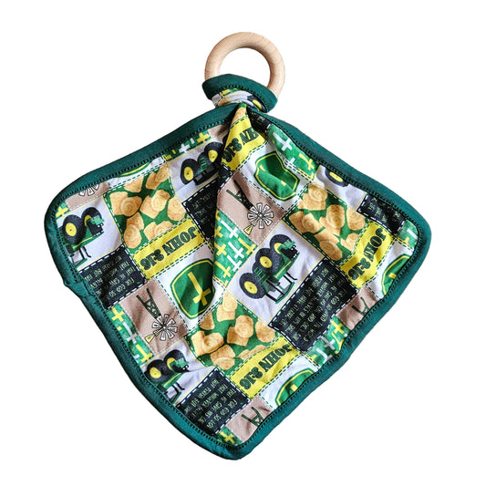 John Deer bamboo lovey with teething ring -📍Bin C