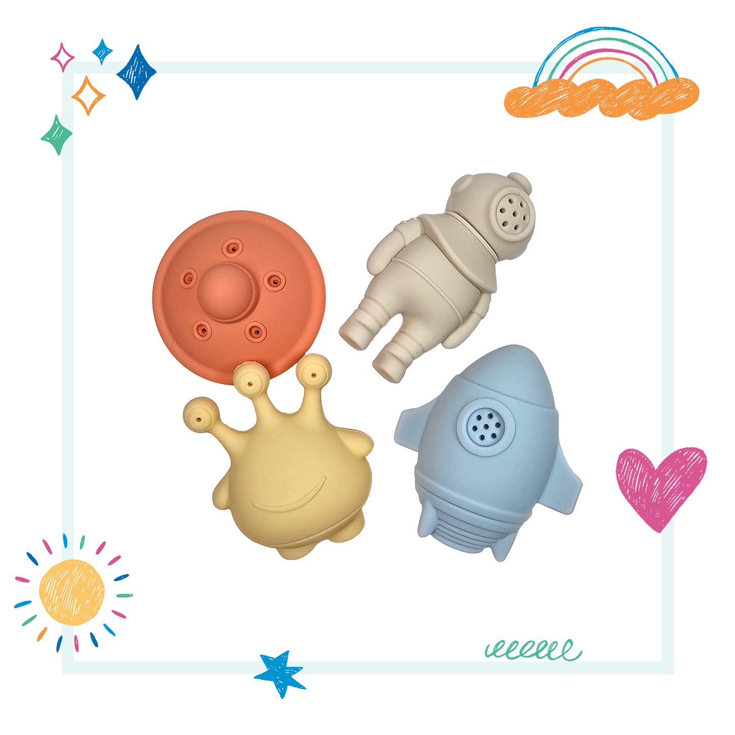 Silicone Bath space toy set