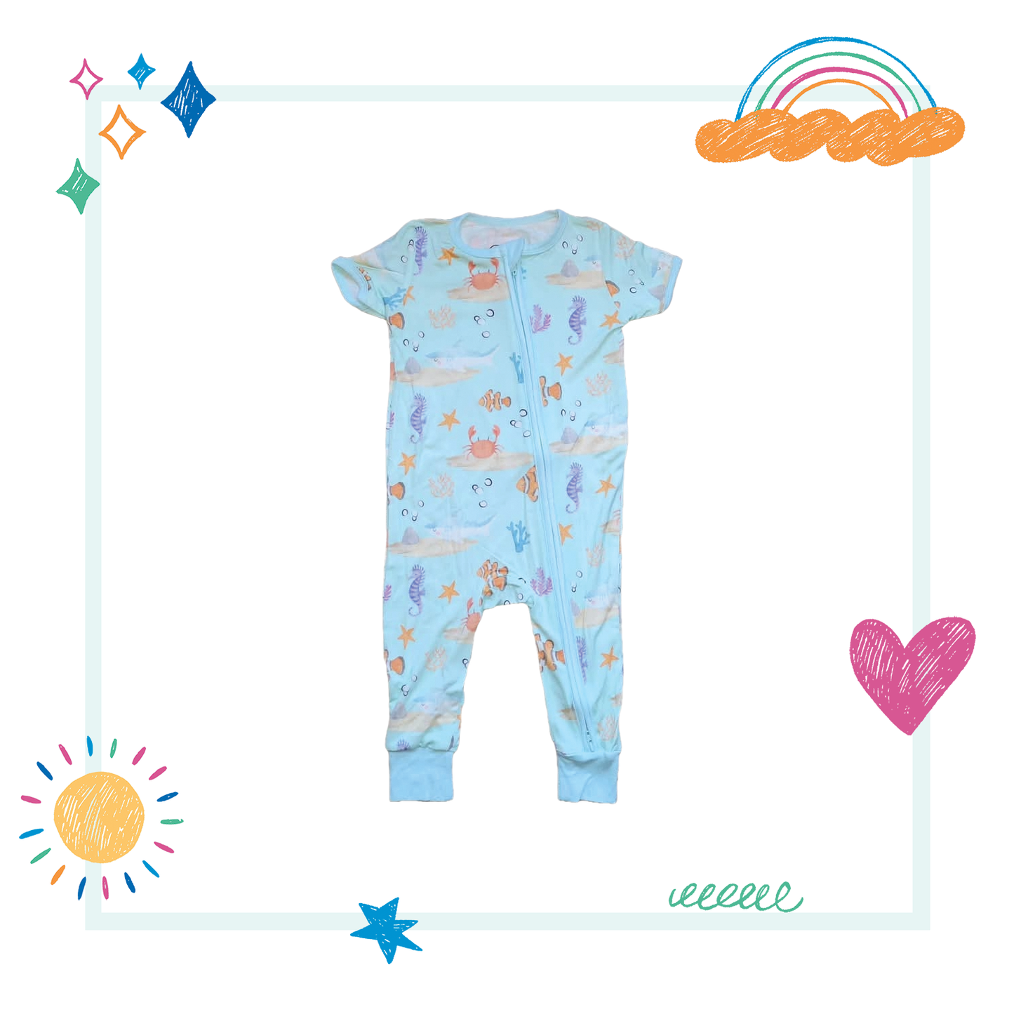 Bamboo Short Sleeve Jammies - Aquarium