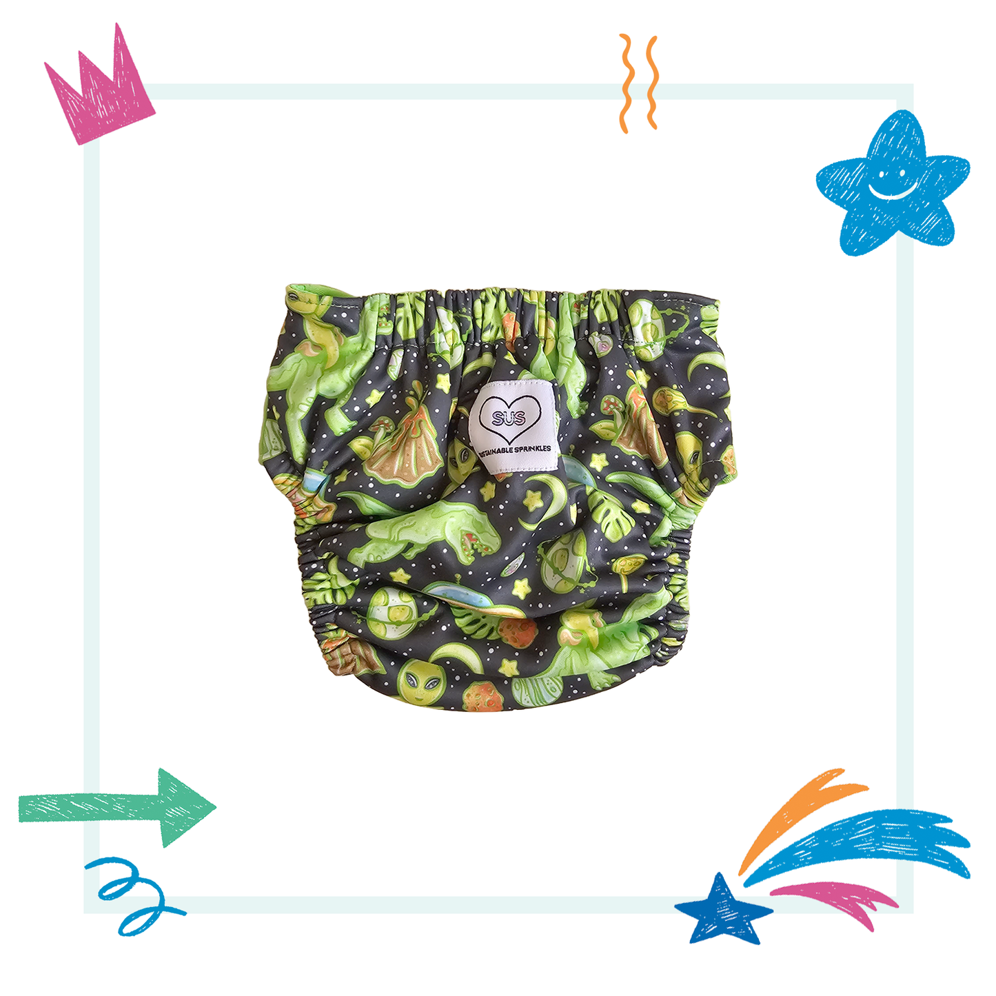 Midsize Splash and play swim bottoms - Space Dinos