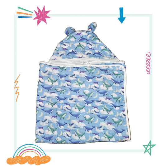 Cotton muslin hooded towel - Sea Dreams