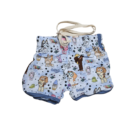 Kids 7/8 bamboo shorts - blue pups