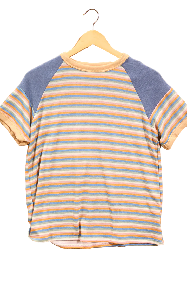 STRIPED MULTICOLOR SHORT SLEEVE TOP - Size Womens Medium