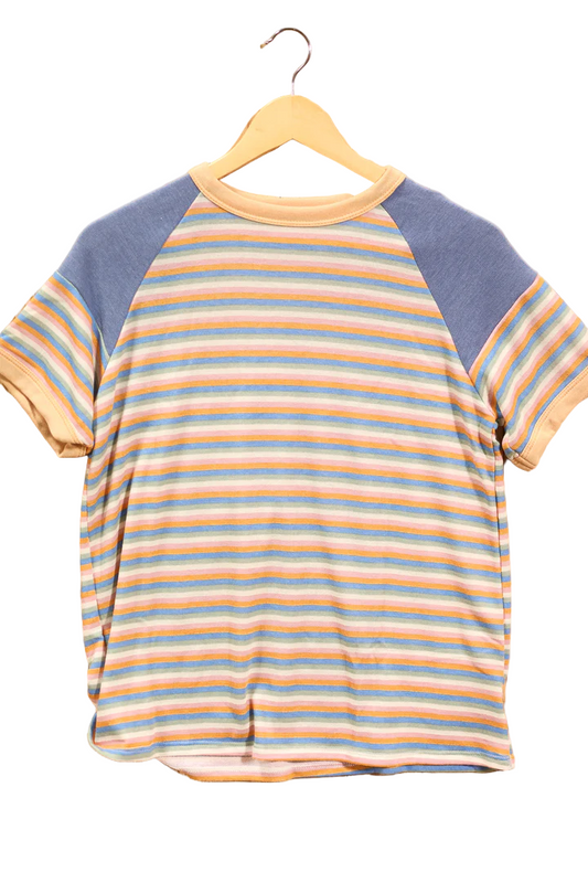 STRIPED MULTICOLOR SHORT SLEEVE TOP - Size Womens Medium