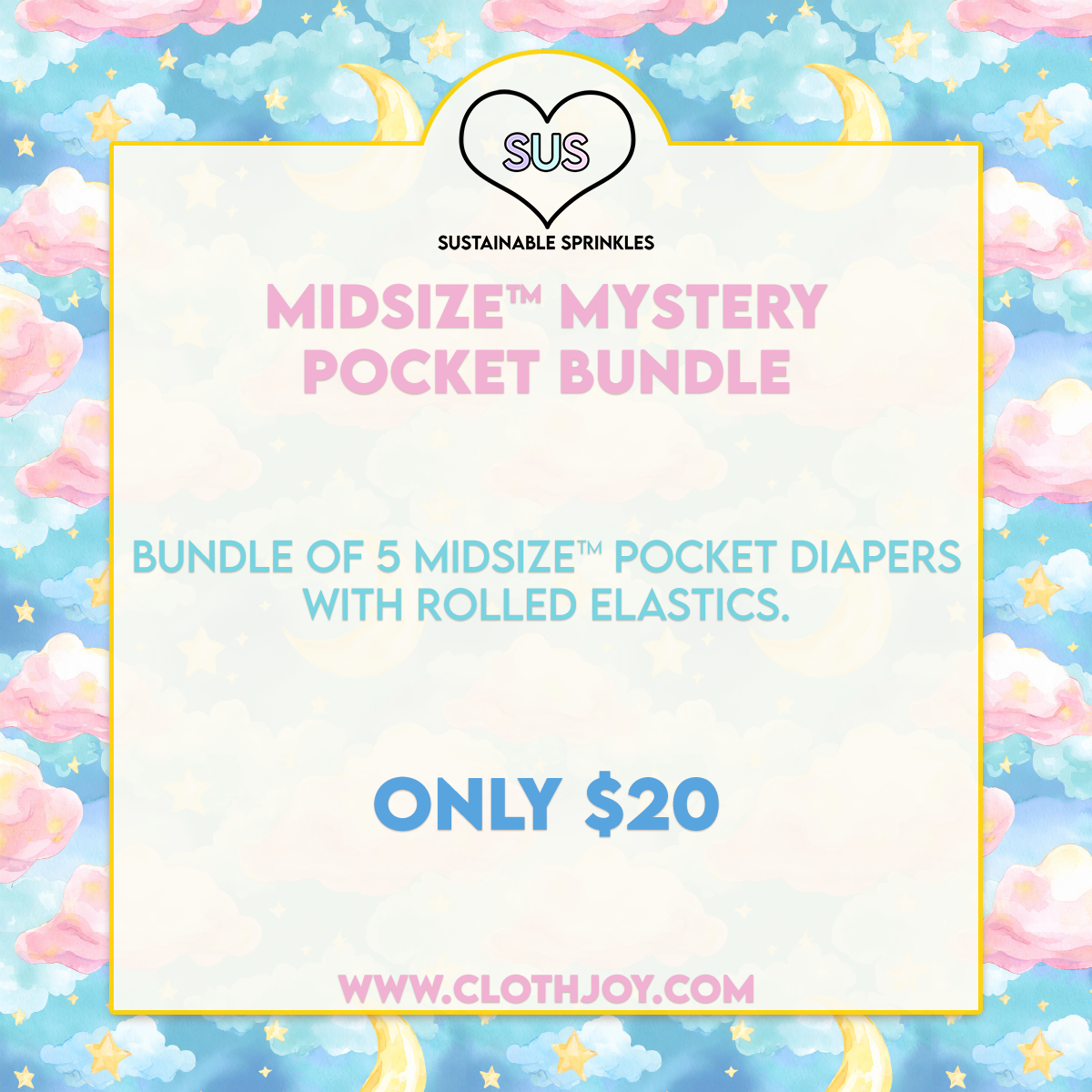 Mystery Midsize rolled elastic Pocket Bundle of 5