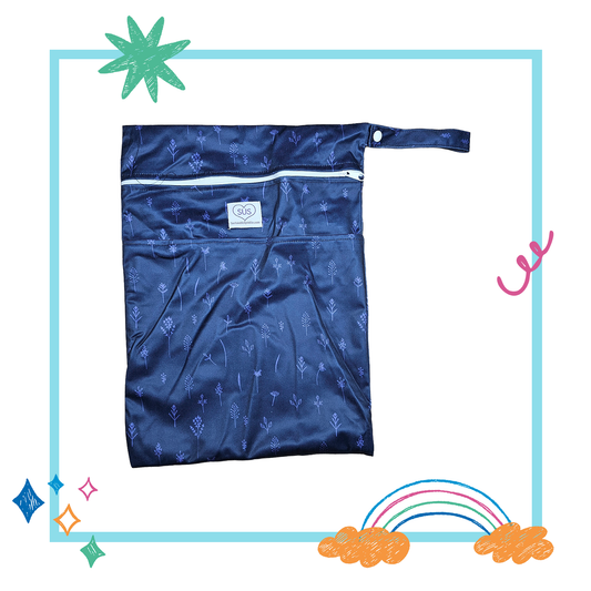 Medium Wet Bag - Navy Foliage
