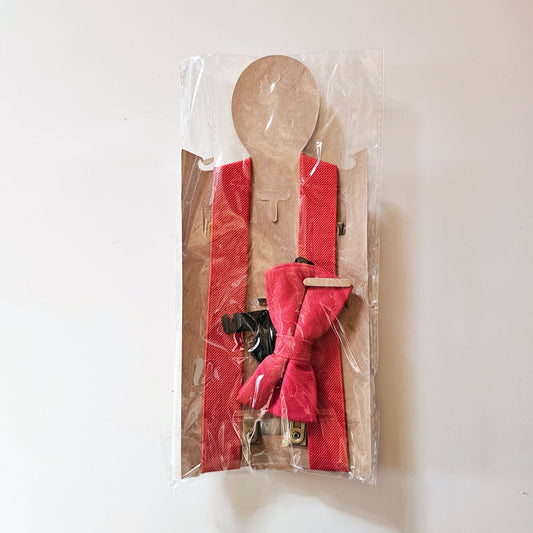 Suspender and bow tie set - Red