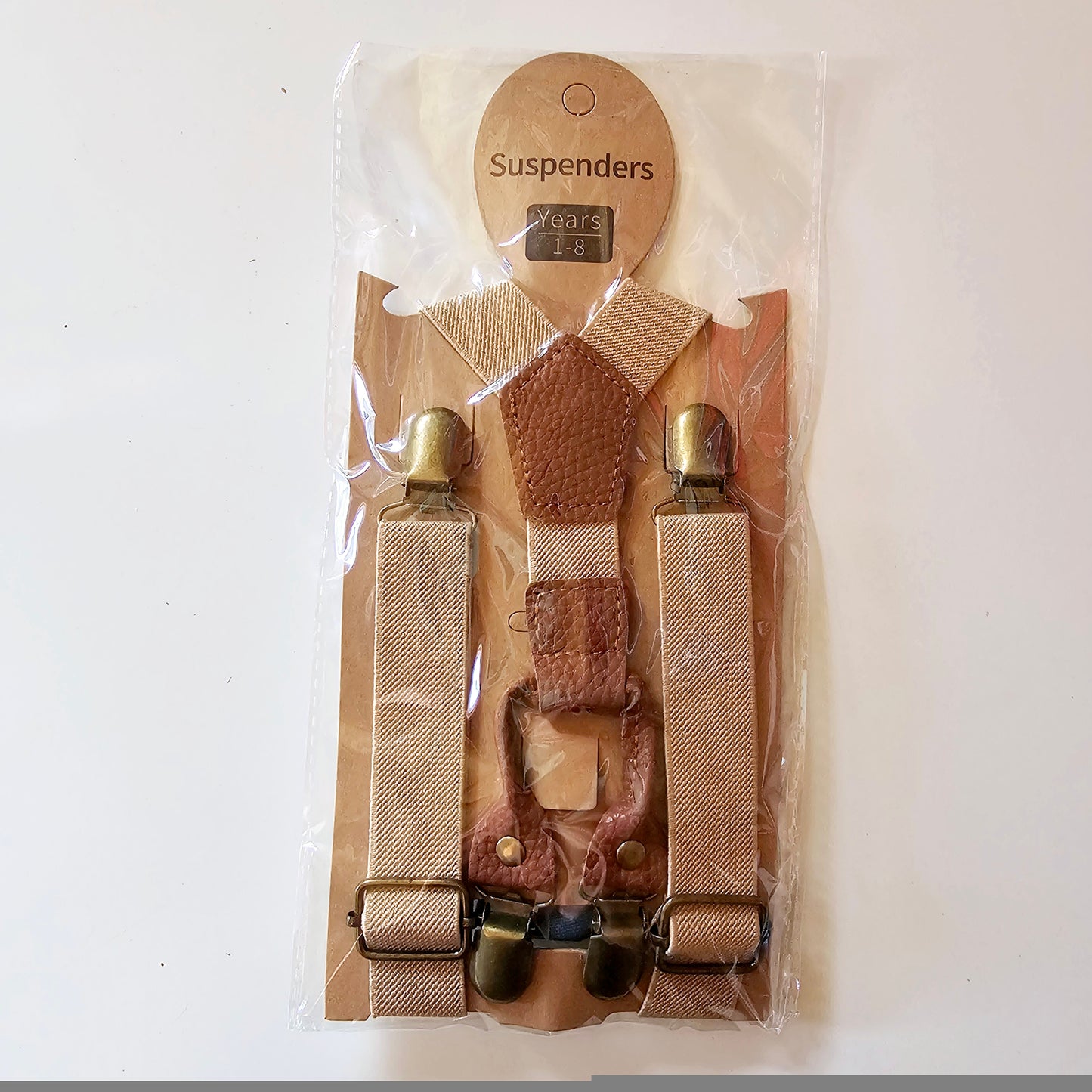 Suspender and bow tie set - Tan